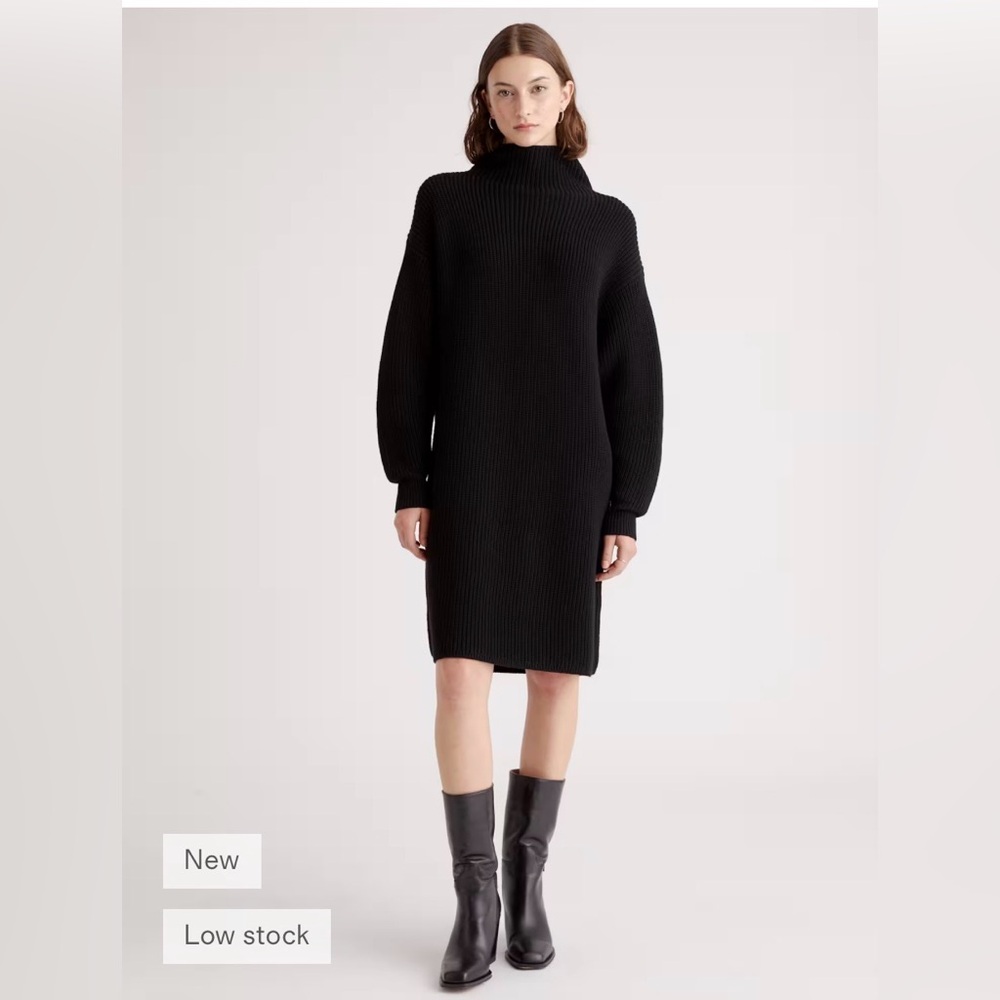Quince Wool Sweater Dress, Size Small, Black, Brand New with Tags